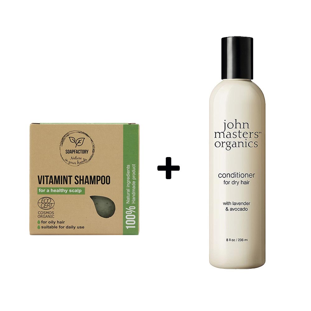 Hårplejesæt til tykt hår med tendens til fedtet hovedbund i 2 trin