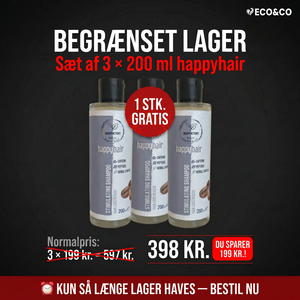 3 x 200 ml happyhair shampoo - BEGRÆNSET LAGER