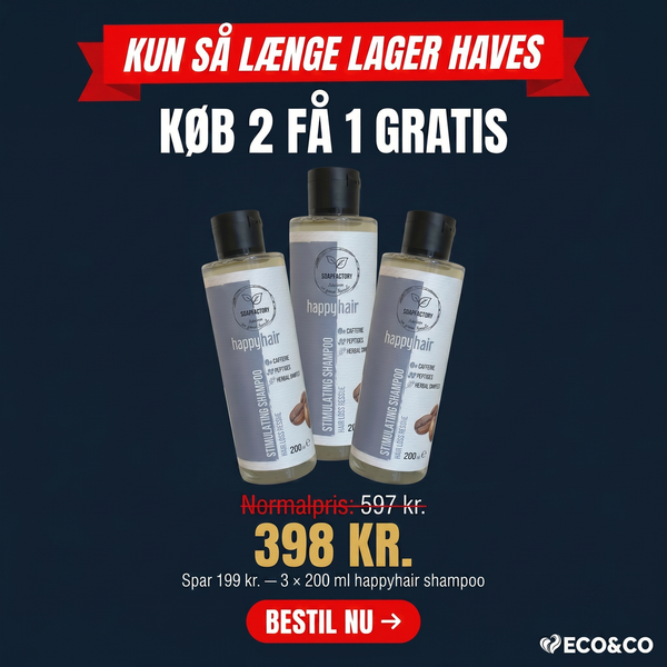 3 x 200 ml happyhair shampoo - BEGRÆNSET LAGER